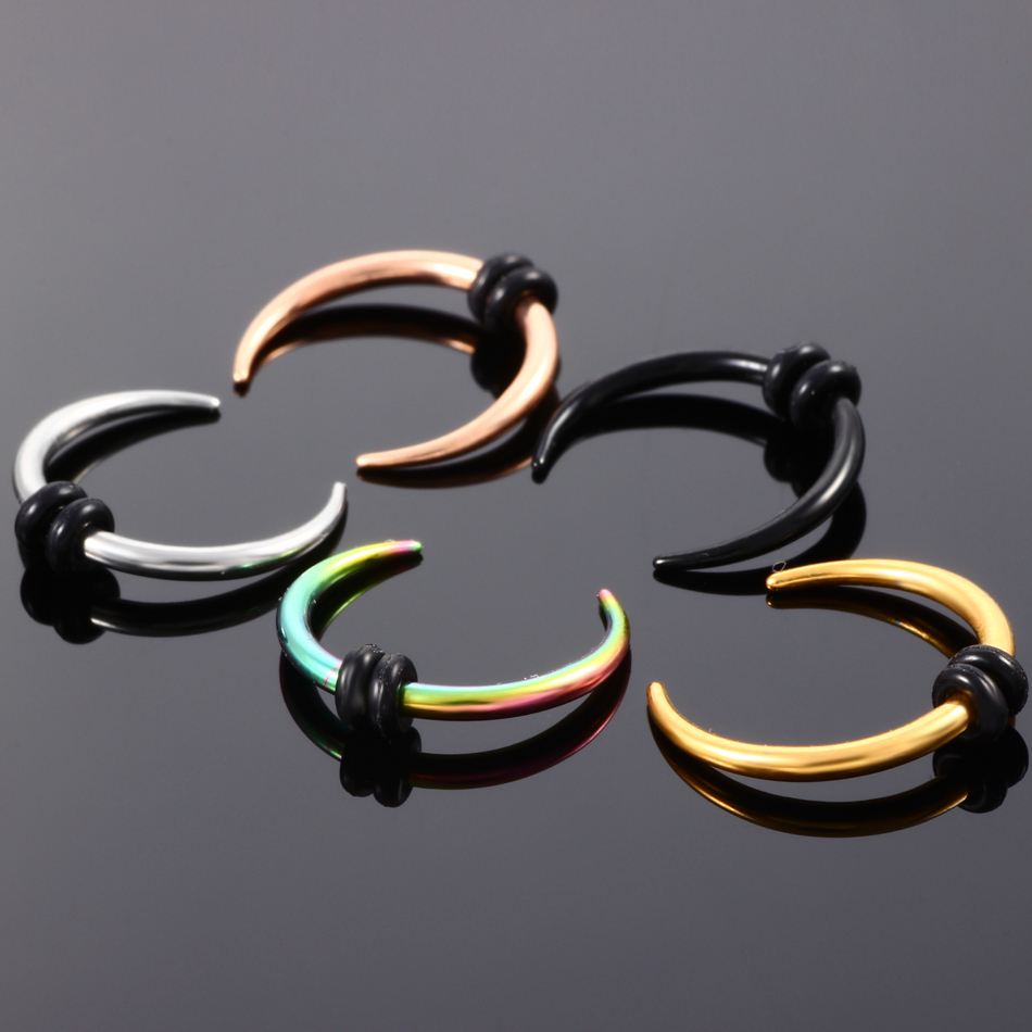 1Pc 316L Surgical Steel OX Hoop Pincher Round Tapered Septum Nose Ring Ear Cartilage Piercing Earring for Women Men Body Jewelry