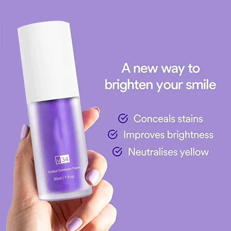 Toothpaste Purple Color Corrector Toothpaste For Teeth White Brightening Reduce Yellowing Tooth Care Toothpaste 30ml 240627