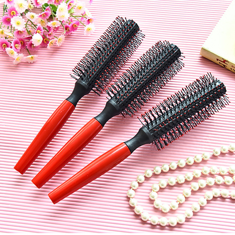 Pro 1pcs Antistatic DIY Curling Comb Massage Salon Care Straight Curved Curl Coat Pear Head Round Hair Brush Female F628-5