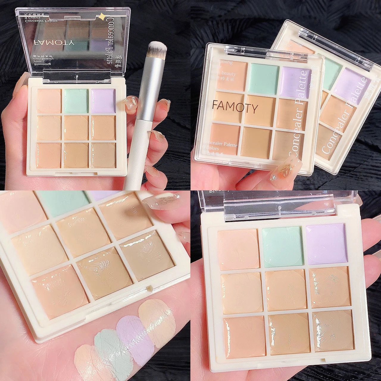 Professional 9 Colors Concealer Palette Covers Dark Circles Waterproof Moisturize Lasting Face Contour Base Makeup Cosmetic 240627