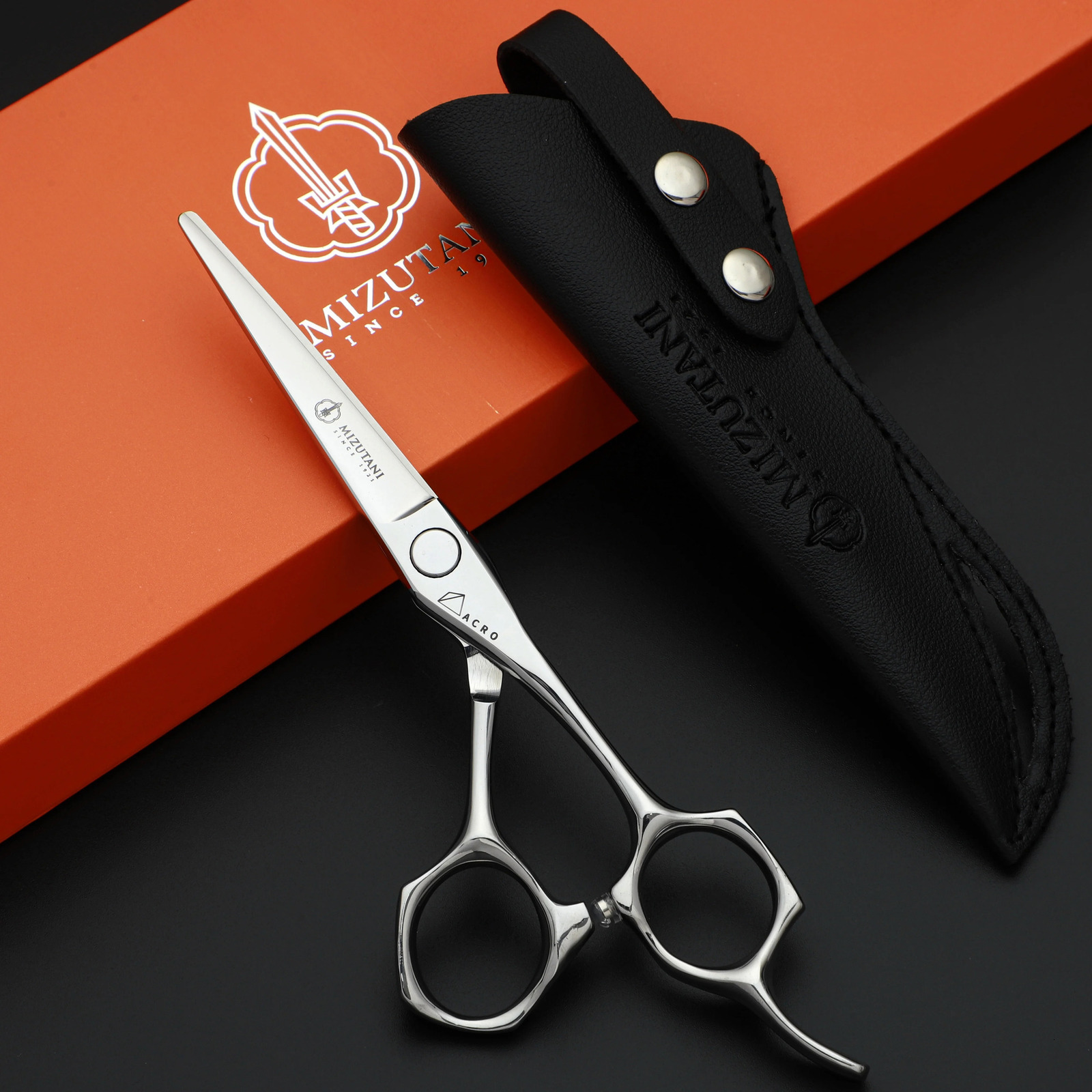 Japan Mizutani 55inch Professional Barber Scissors Mens Traceless Teeth Flat Set Hair Stylist Special Tools 240619