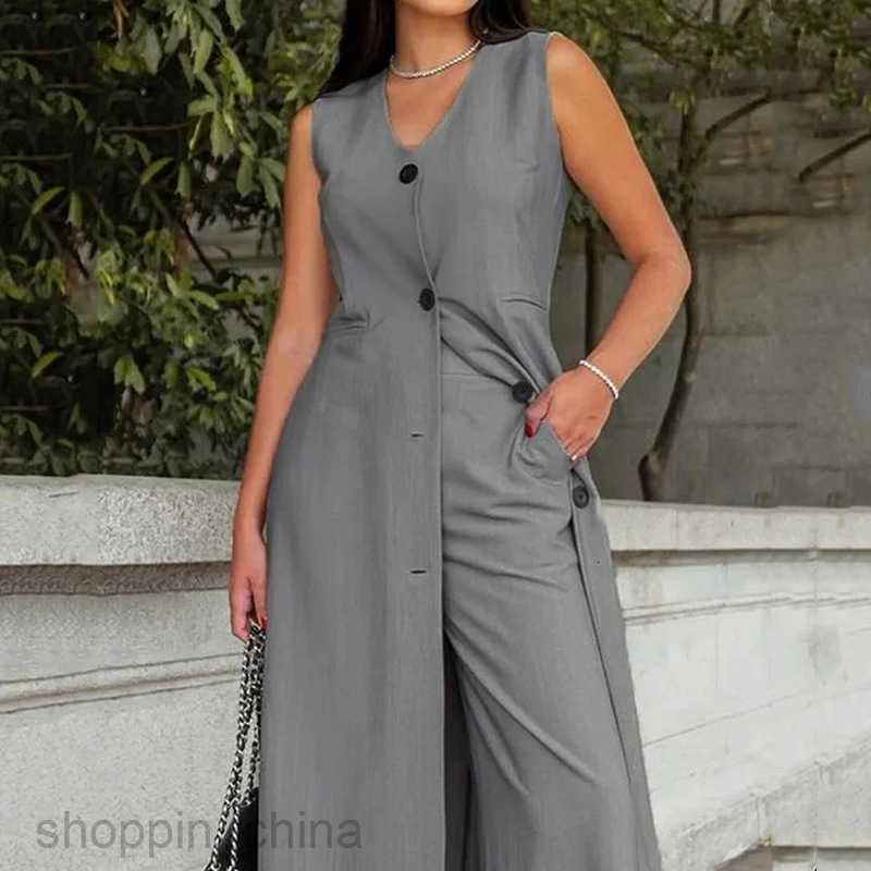 Basic Casual Women Dresses Women's Autumn New Fashion Casual Sleeveless Solid Color Long Two Piece Set