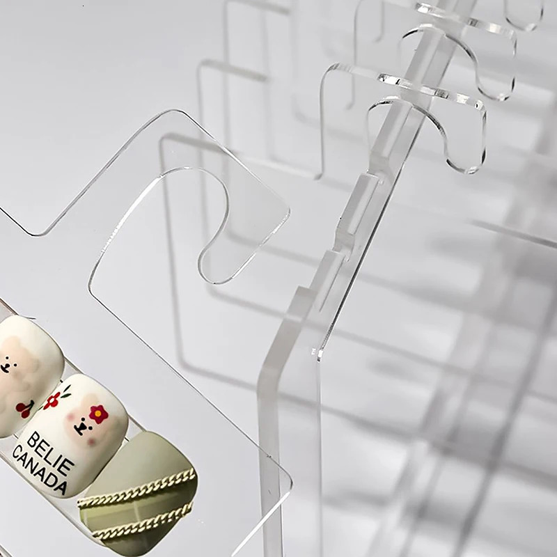 Ins Transparent Acrylic Hook Style Nail Art Display Rack Board Gel Color Works Sample Exhibition Tools 240627