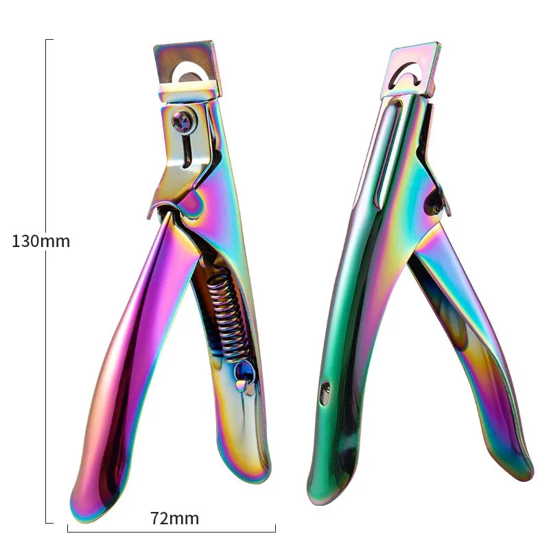 Professional Nail Art Clipper Special type U word False Tips Edge Cutters Manicure Colorful Stainless Steel Nail Art Tools 240627