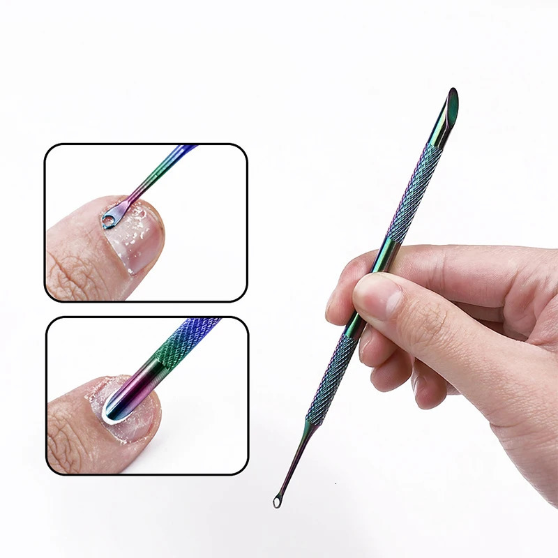 Double ended Stainless Steel Cuticle Pusher Dead Skin Push r For Pedicure Manicure Nail Art Cleaner Care Tool 240627