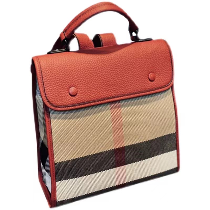 New atmospheric and fashionable top layer cowhide plaid color contrasting one shoulder portable versatile backpack for women 93cd 4