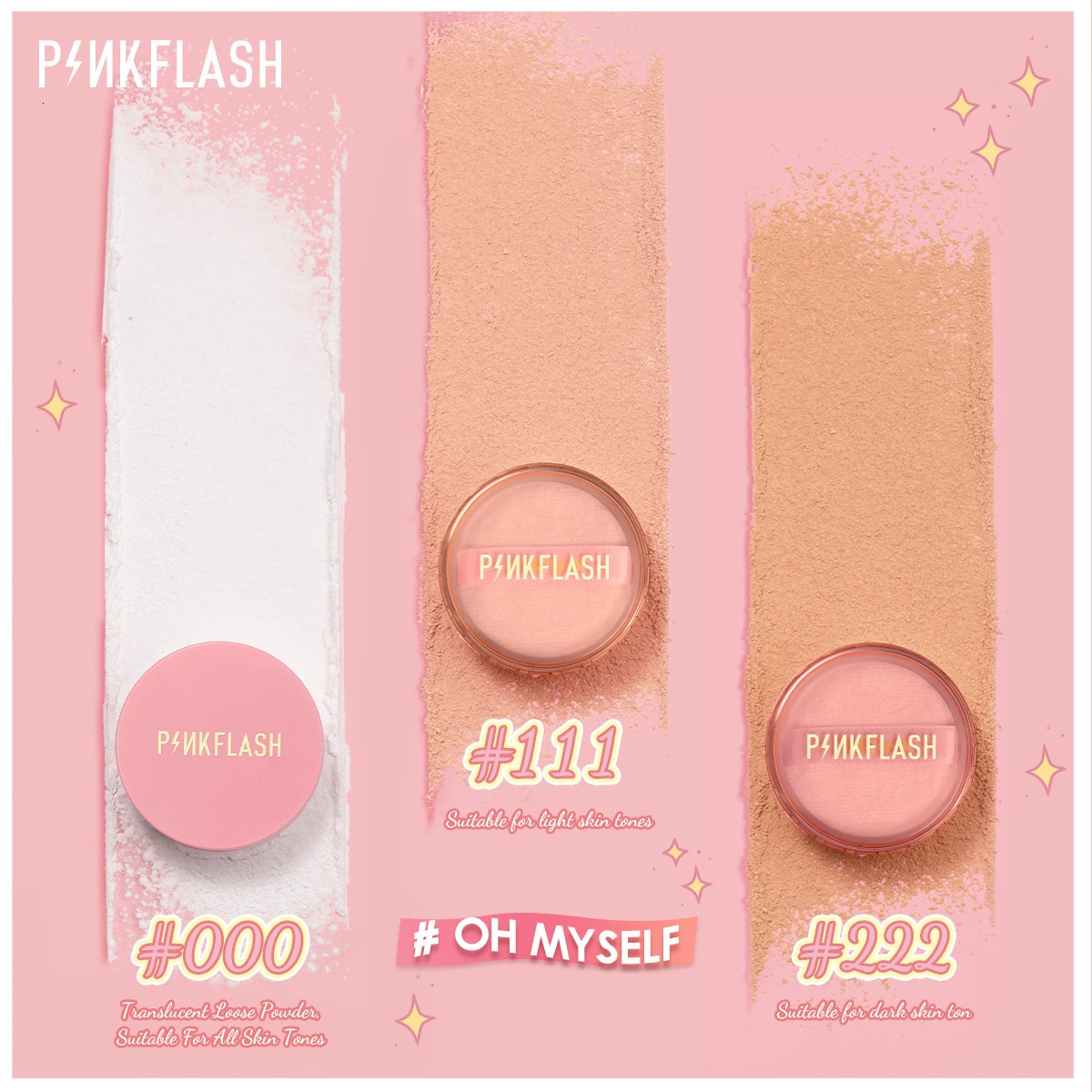 PINKFLASH 3 Colors Matte Loose Powder Waterproof Oil-control Matte Full Coverage Face Makeup Setting Finish Powder Cosmetics 240627