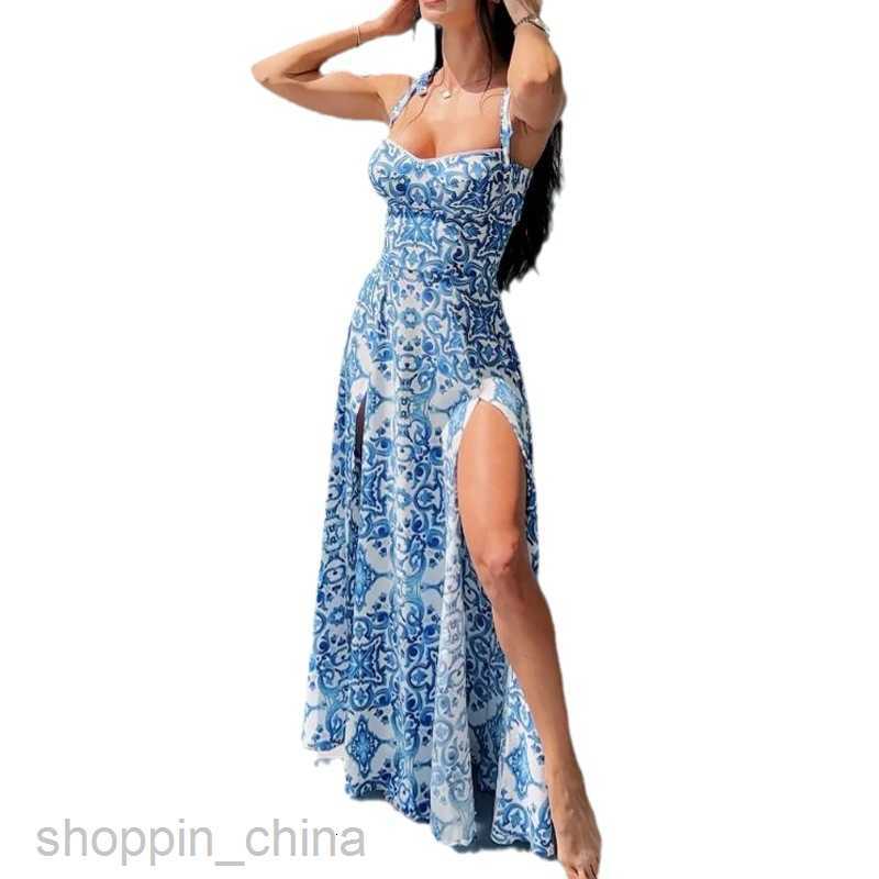 Basic Casual Women Dresses Women's long skirt, summer new fashionable and sexy camisole slit loose fitting dress