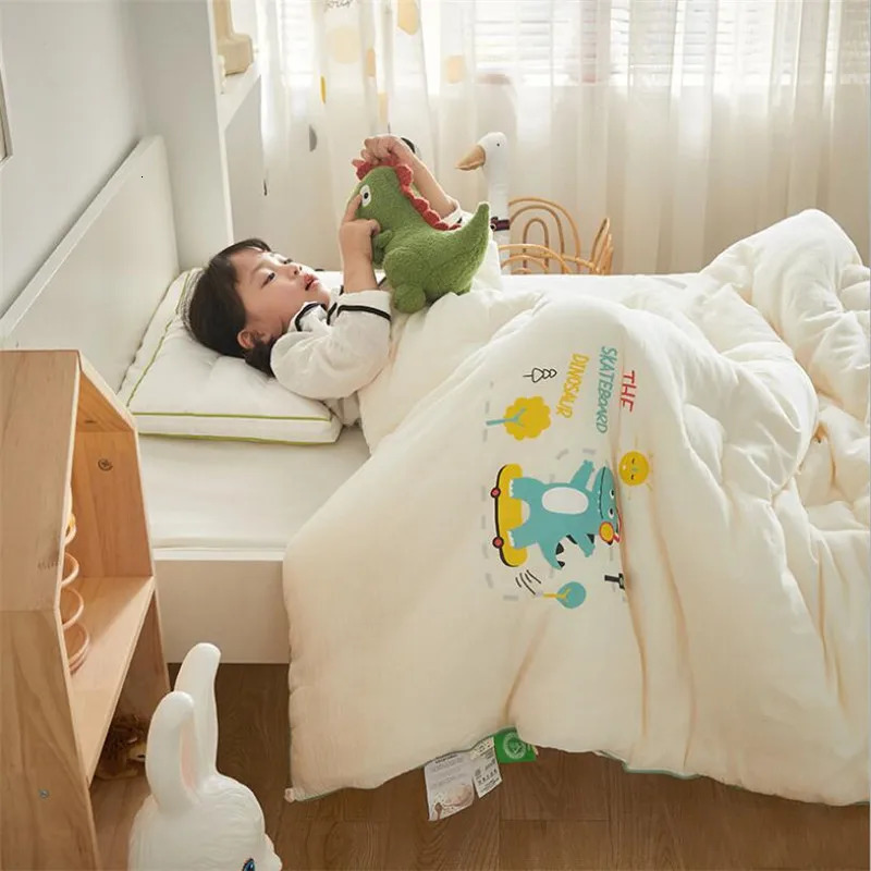 Natural Cotton Soybean Fiber Kids Sleeping Quilt Blanket Spring Winter Warm Children Sleeping Bedding Comforter Quilt 120x150cm 240627