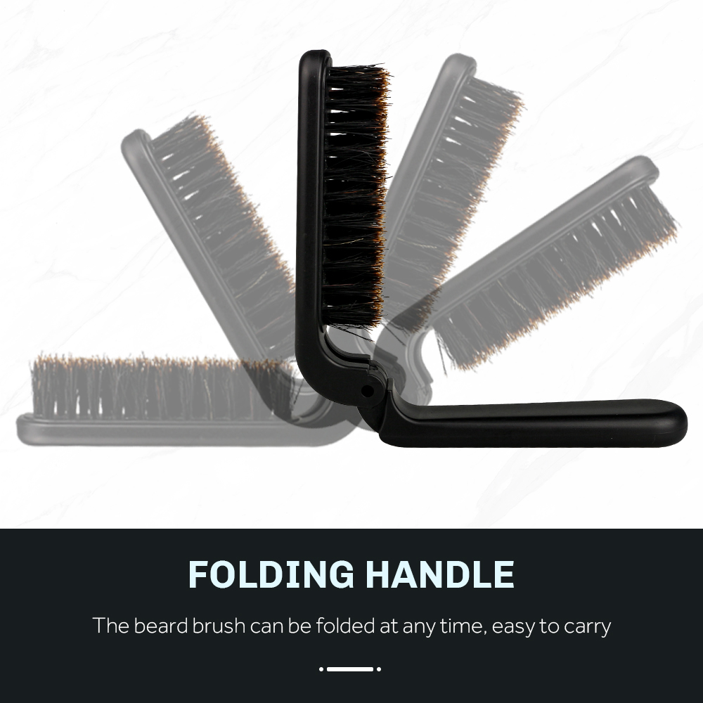 CestoMen Boar Bristle Hair Brush Folding Handle Beard Comb Portable Mustache Styling Tool For Men