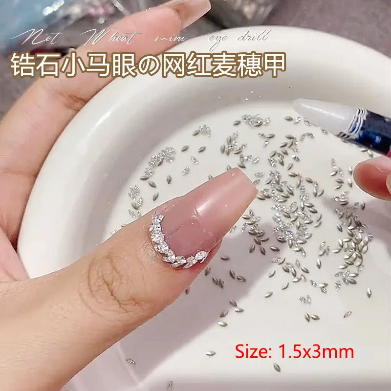 30/100Pcs Pointed Bottom 1.5xm Mini Horse Eye Nail Art Rhinestone Flash High Quality Zircon Crystal 3D Manicure DIY Decoration 240627
