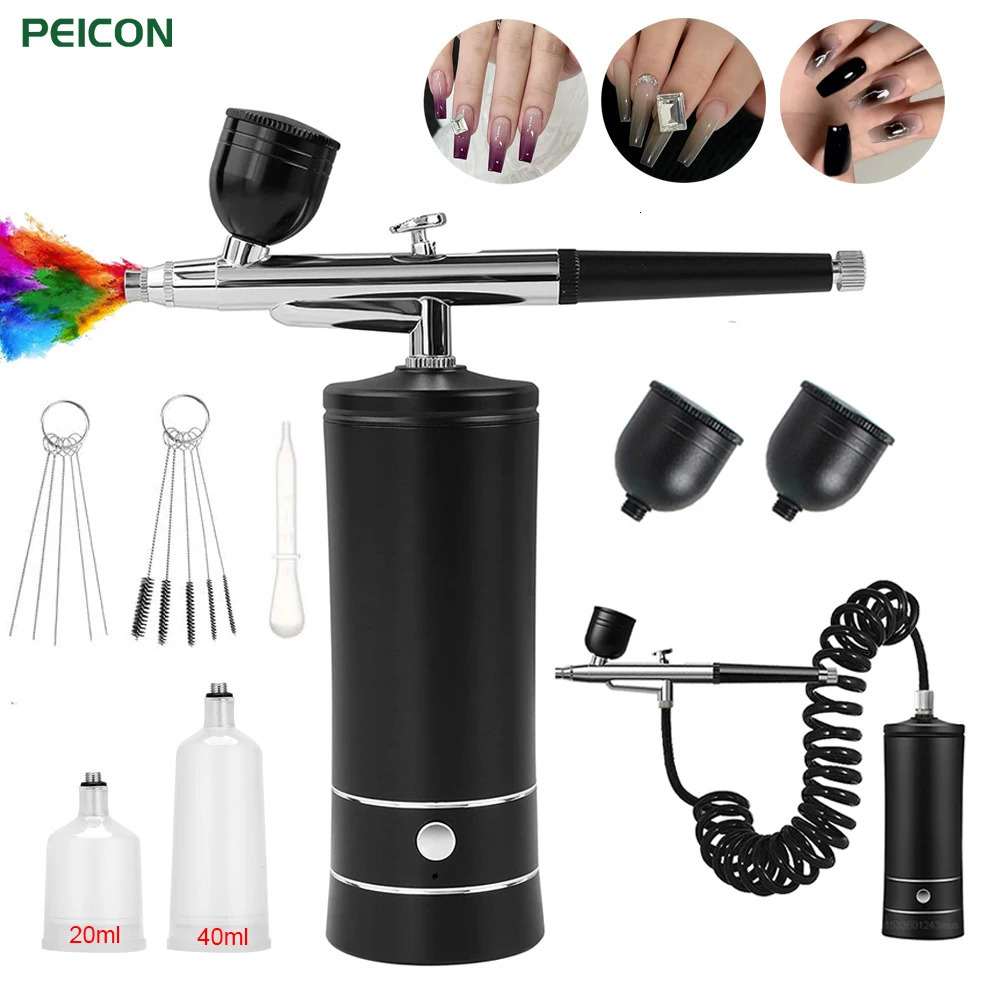 Airbrush Nail Art Painting Kit with Compressor Mini Airbrush for Nail Art Cake Painting Portable Hand Sprayer Gun Airbrush Nail 240627