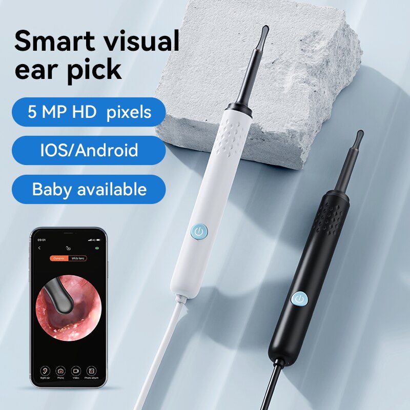 KERUI Ear Wax Removal Endoscope Otoscope Earwax Remover Tools With 5MP FHD Camera Waterproof Cleaning Clean Scope Kit APP Visual
