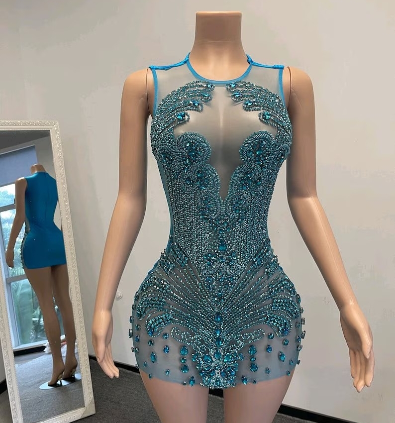 Red Sheer Short Prom Dresses For Black Girls Luxury See Through African American Cocktail Dresses Birthday Party Homecoming Gowns J019