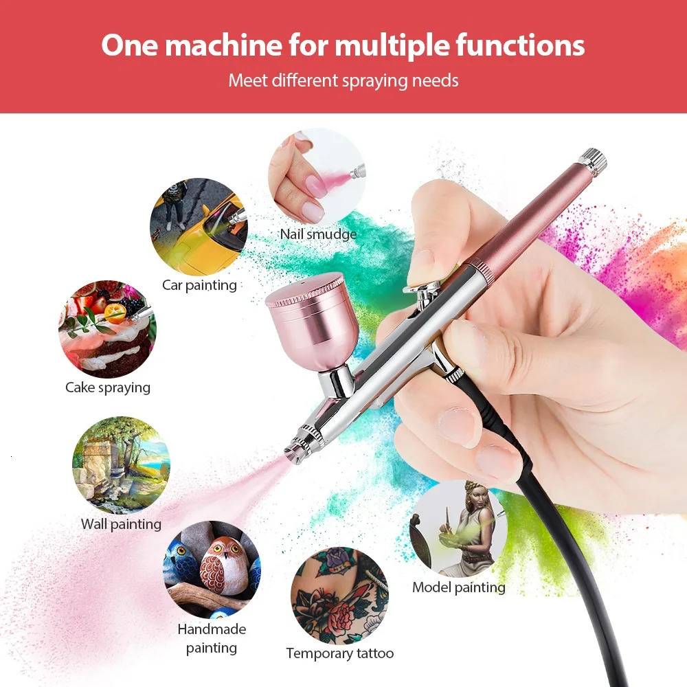 Top 0.m Portable Airbrush With 150cm Air Tube Cake Pastry Painting Sprayer Makeup Barber Nail Art Paint Spray Gun 240627