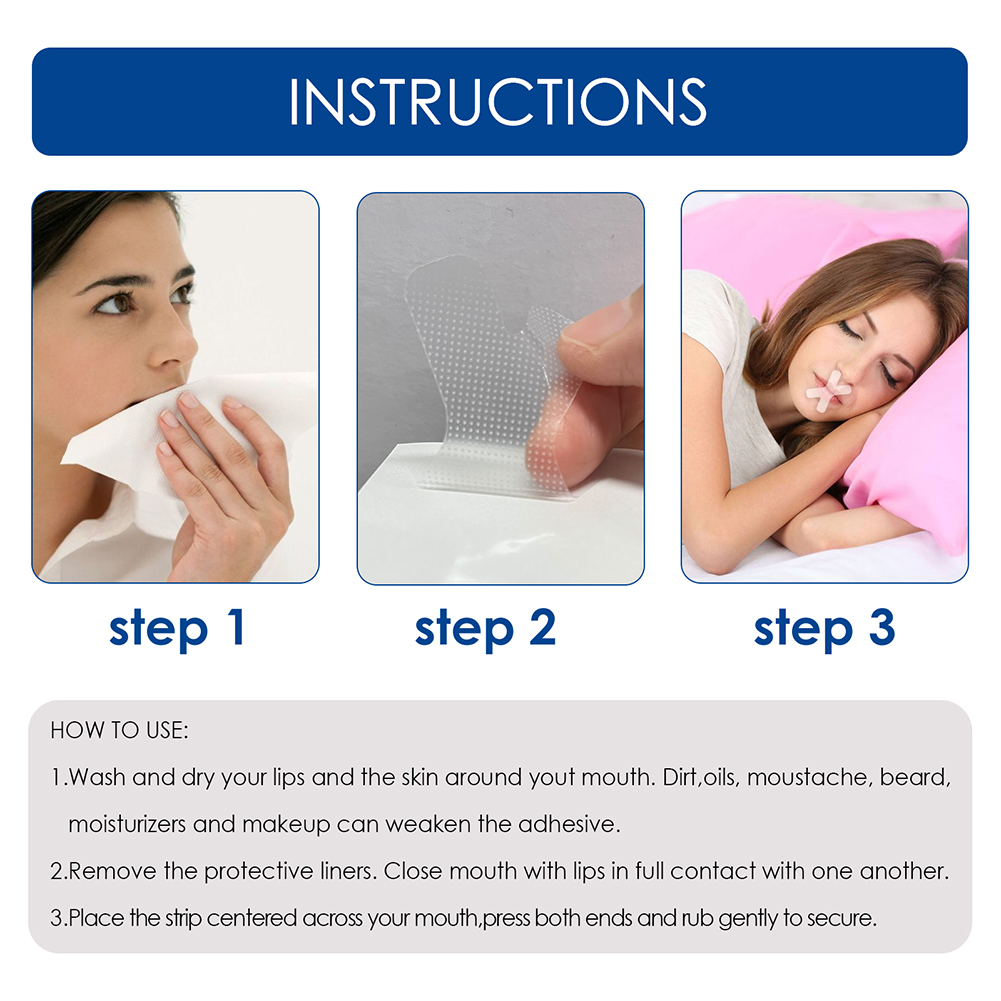 60Pcs Anti Snore Mouth Tape Sleep Strip Nasal Lip Stickers Paste Better Nose Breathing Improved Nighttime Sleeping