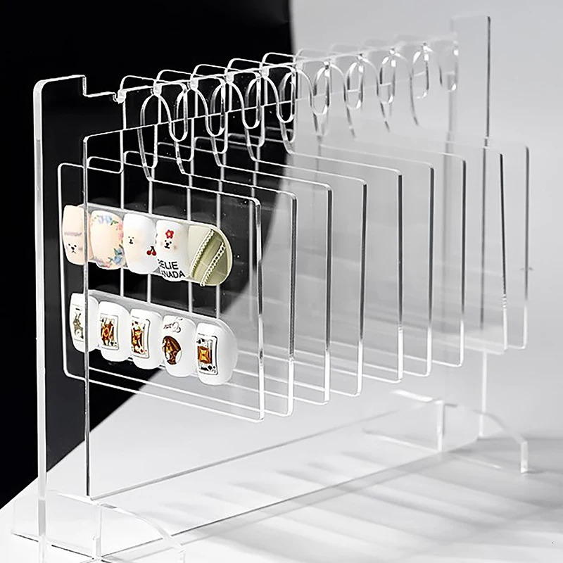 Ins Transparent Acrylic Hook Style Nail Art Display Rack Board Gel Color Works Sample Exhibition Tools 240627