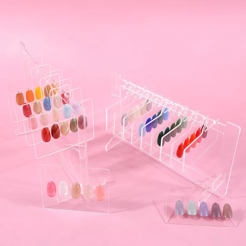 1PC Exquisite Nail Color Showing Shelf Transparent Nail Art Storage Rack Nail Display Card Template DIY Nail Art Showing Shelf 240627