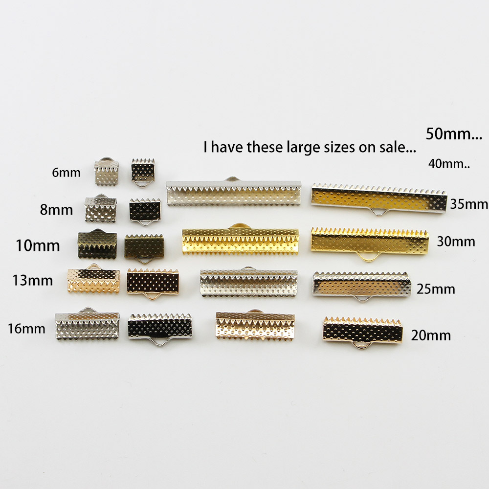 50pcs/lot Crimp Beads Cove Clasps Cord Leather Clip Necklace Bracelet Connectors End Caps For DIY Jewelry Findings Supplies
