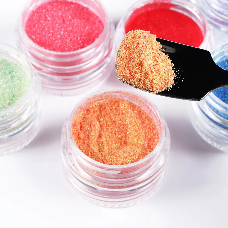 6 Colors Set Candy Sweater Effect Nail Glitter Sparkly Sugar Dust Powder Chrome Pigment For Manicure Polish Nail Art Decorations 240627