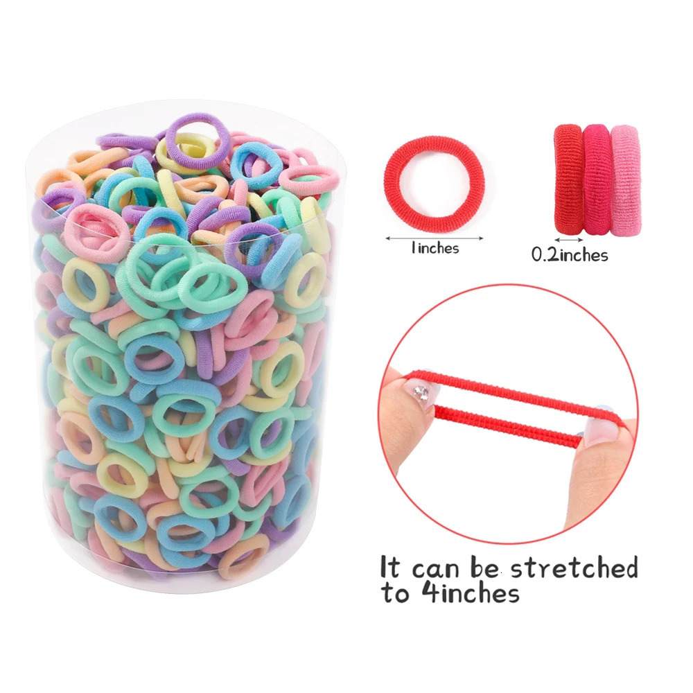 100PCS Colorful Basic Nylon Ealstic Hair Ties for Girls Ponytail Hold Scrunchie Rubber Band Kid Fashion Baby Accessories 240625
