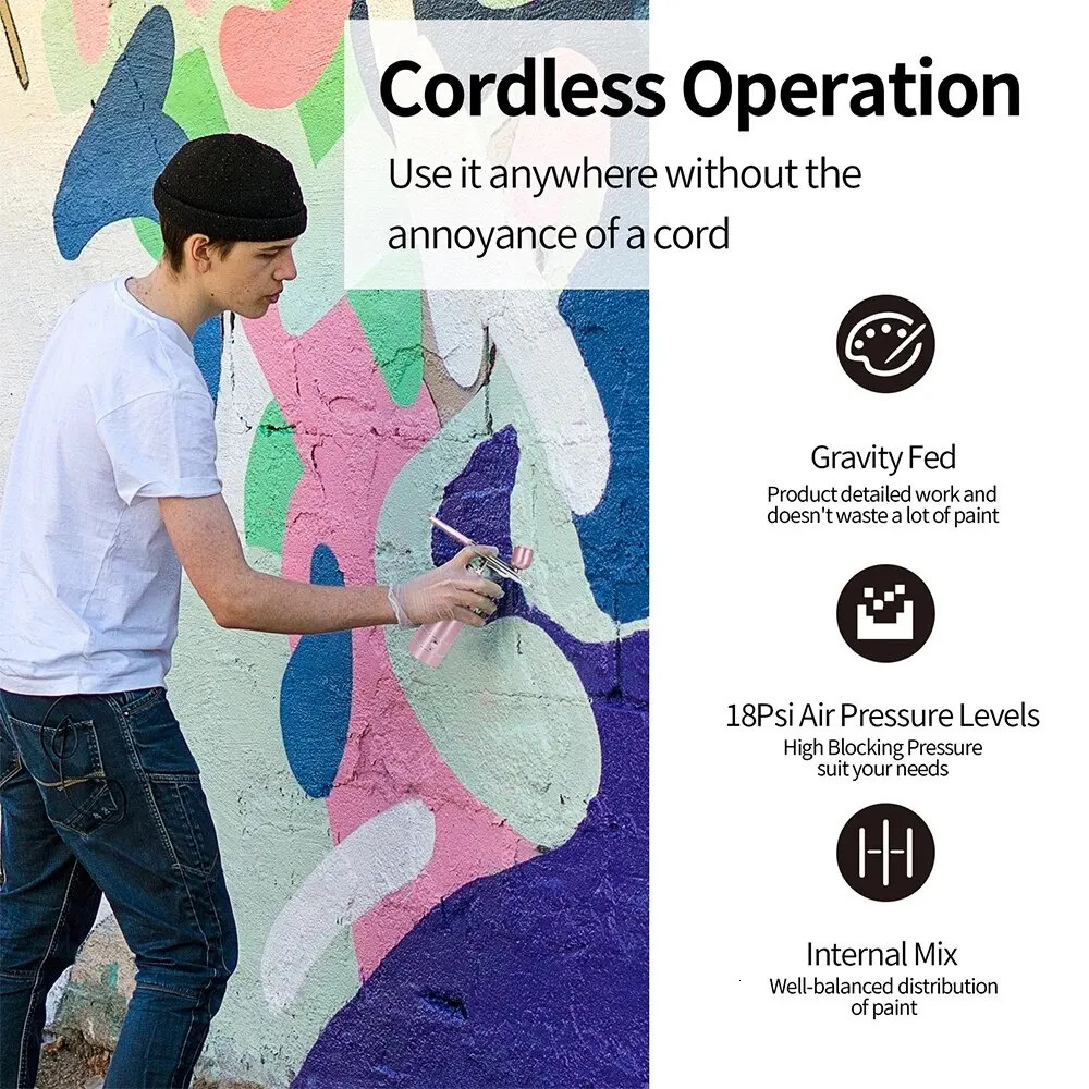 Airbrush-Kit Rechargeable Cordless Airbrush Compressor Auto Handheld Portable Wireless Air Brush for Art Makeup Model Painting 240627