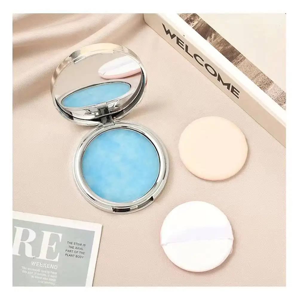 The Blue Sky Oil Control Long-lasting Powder Cake with Powder Puff Makeup Powder Waterproof Wet and Dry Face Powder 240627