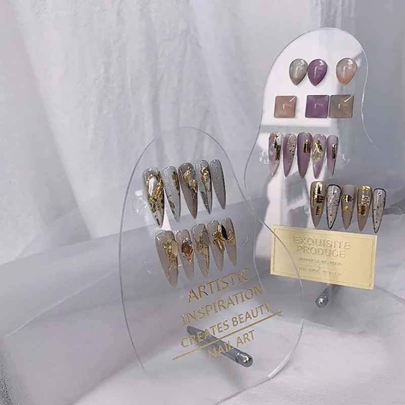 Irregular Acrylic Transparent Matte Manicure Tool False Nails Holder Showing Stand Color Card Nail Art Display Board 240627