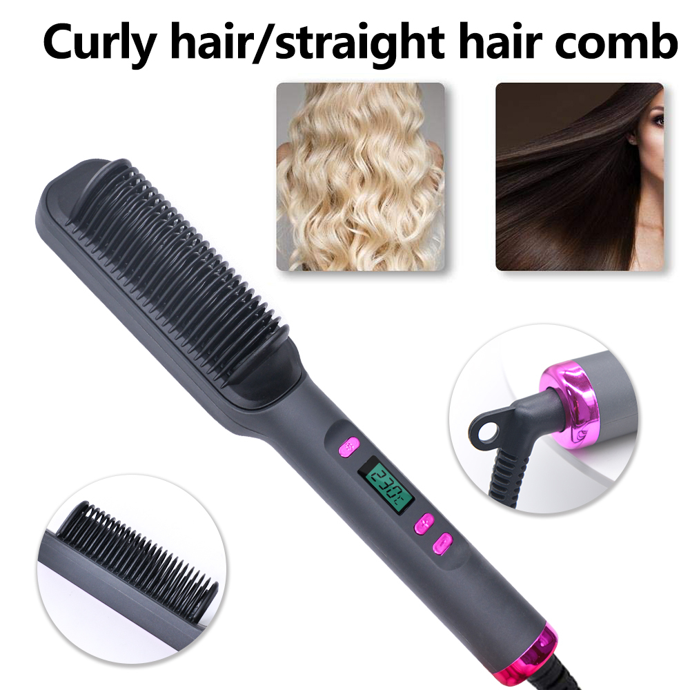 Electric Hot Multifunctional Straight Hair Straightener Comb Negative Ion Anti-Scalding Styling Tool Straightening Brush
