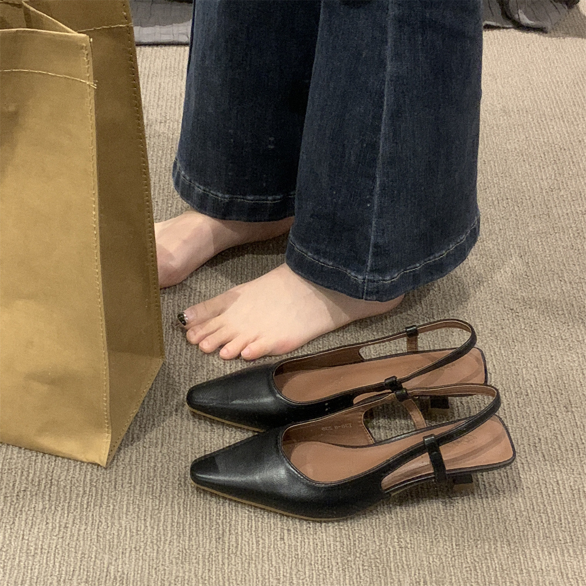 French High-End Baotou Sandals For Women's Wear 2024 Spring And Summer New Pointed Toe Pumps With Thin Heels Super Hot Temperament Single Shoes