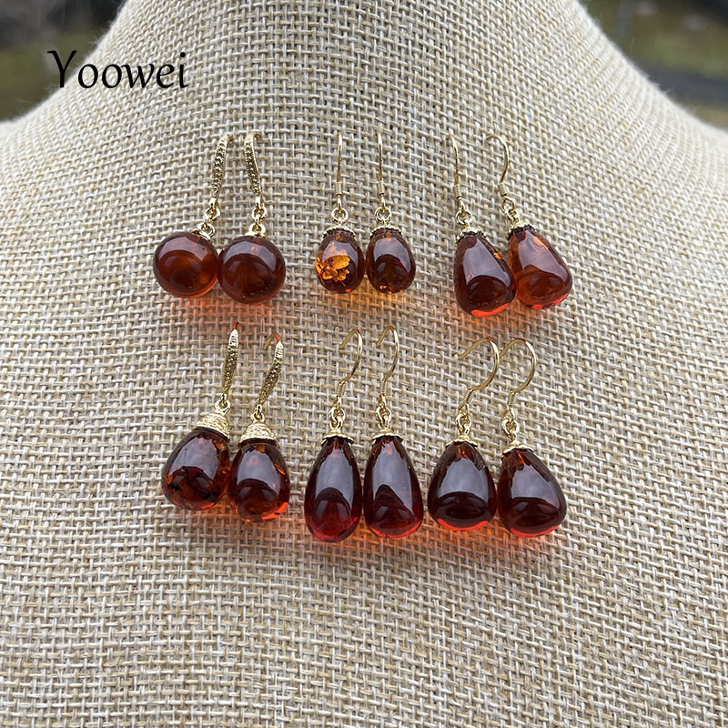 Big Sale Natural Amber Earrings for Women S925 Silver Real Baltic Cherry Dangle Earring Original Gemstone Jewelry Wholesale
