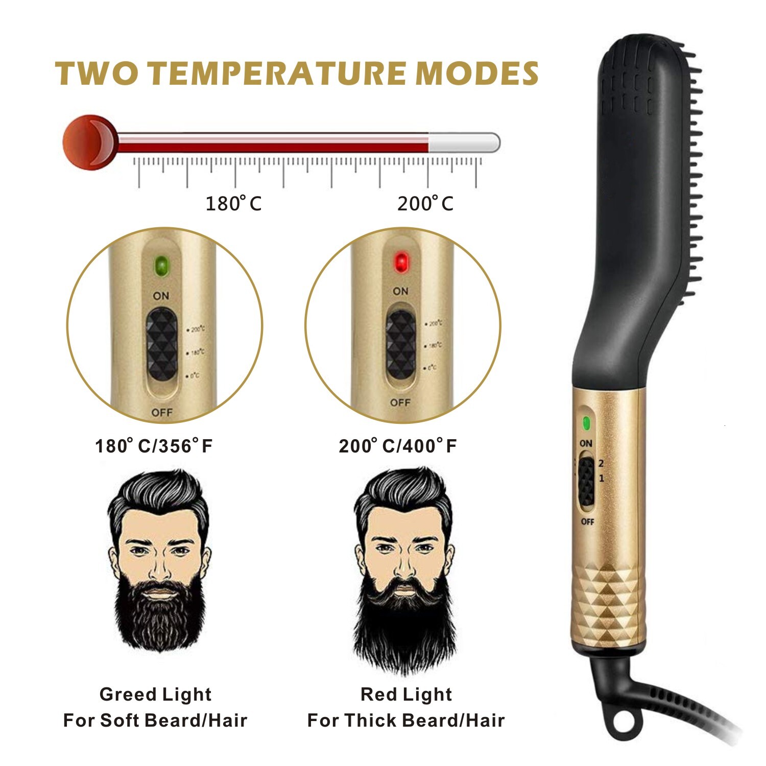 Professional Straightener Brush Beard Straightening Comb Multifunctional Hair Curler Fast Heating Styling Tools F628-25