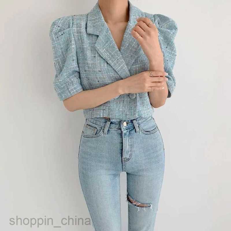 Women Jackets Coats style short style suit for women's new chic socialite temperament short sleeved slim fit jacket