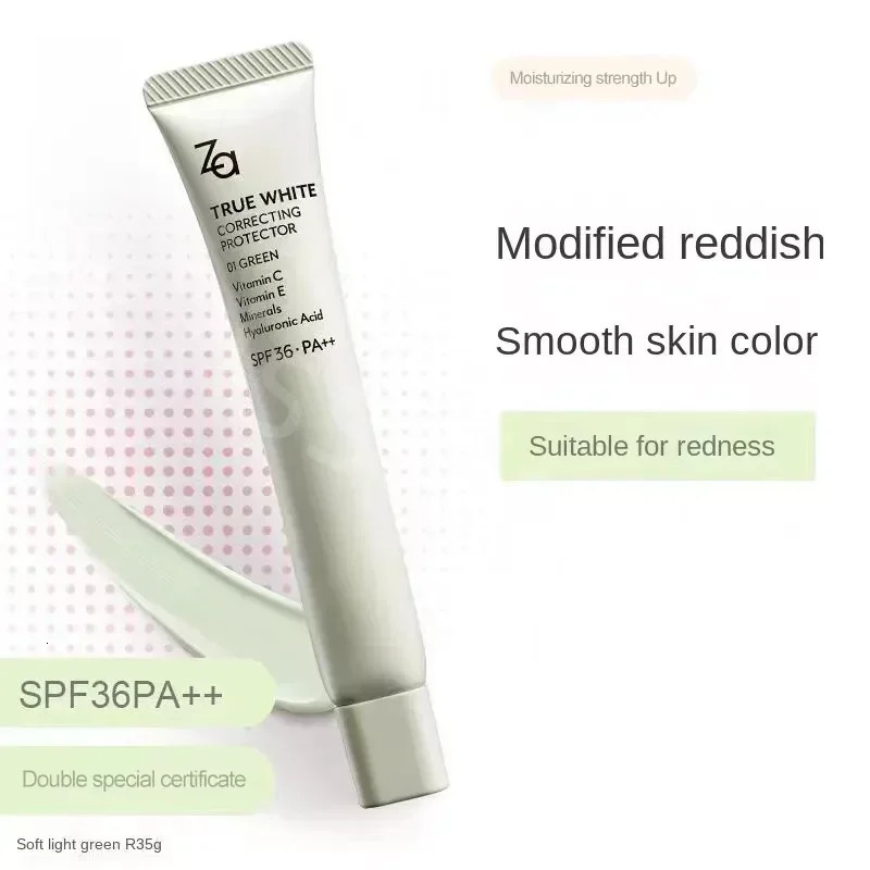 Za Isolation Cream Primer 3-in-1 Invisible Pores Brightening Complexion Concealer Base Makeup with Effect 240627