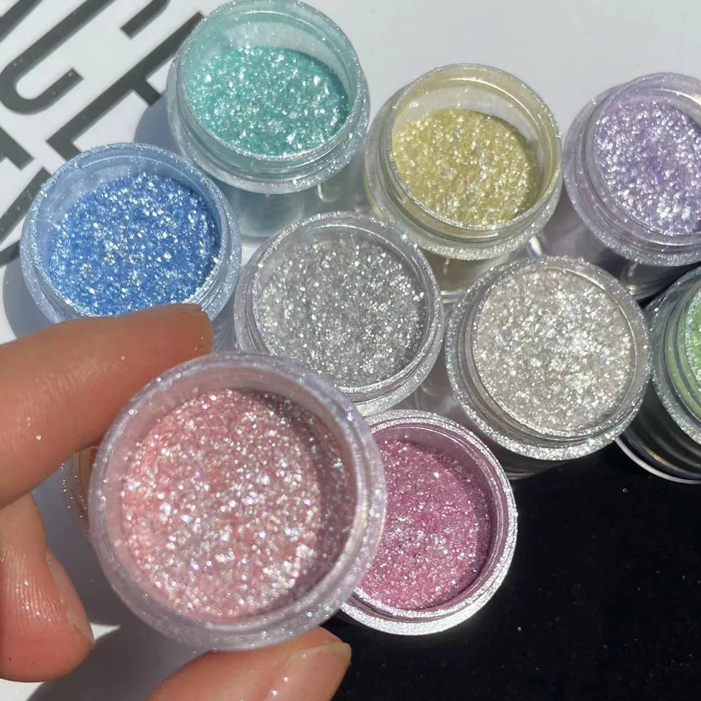 10Colors Sparkly Nail Glitter Powder Rainbow Crystal Diamond Pigment Dust Holographic DIY Manicure Chrome Nails Art Decoration 240627