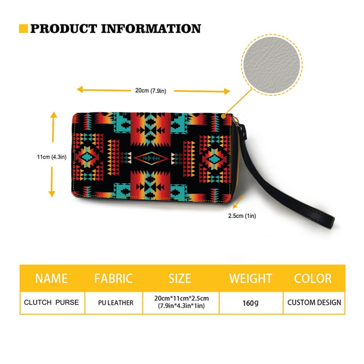DHwanglijia Tribal Aztec Print Leather Wallet for Women Casual Wrist strap Women's Purse Zipper designer bag Credit Card Holder Female carteras d