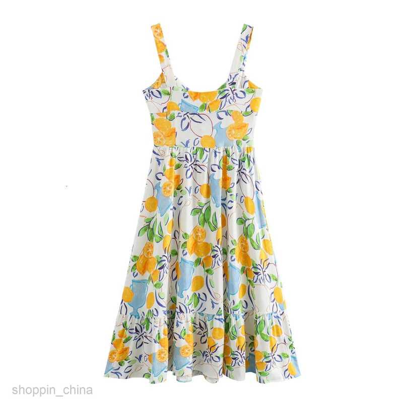 Basic Casual Women Dresses Women's Summer New Fashion Print Long Midi Strap Dress F610464