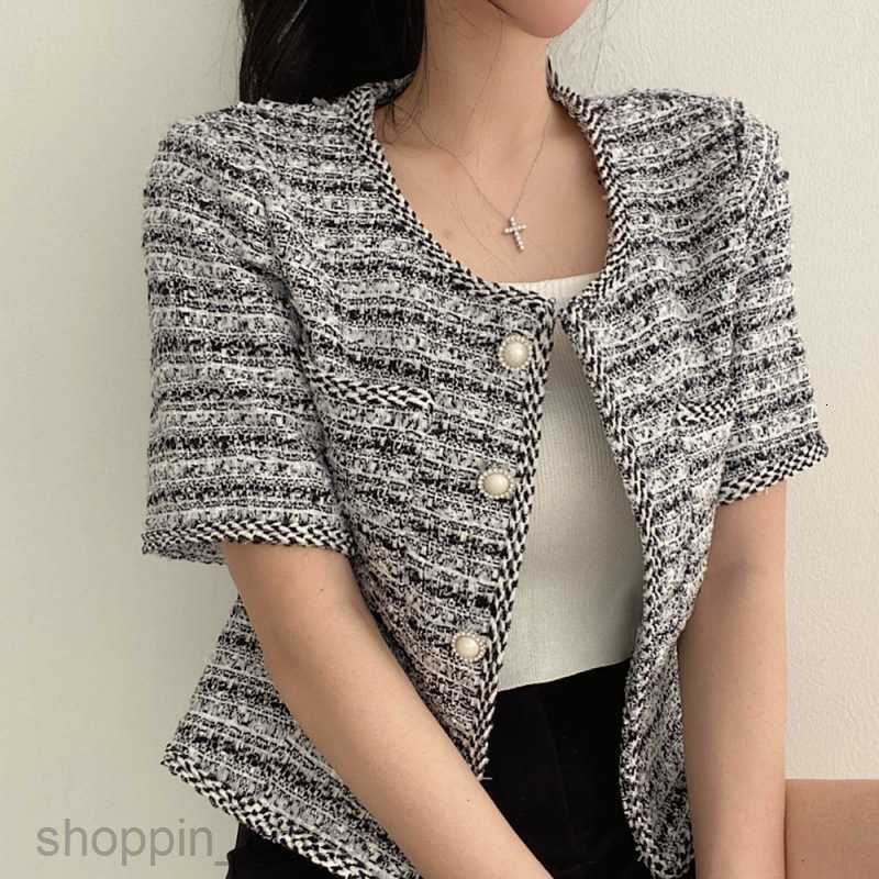 Women Jackets Coats sense niche short sleeved small fragrant jacket cardigan women's summer new explosive street short top