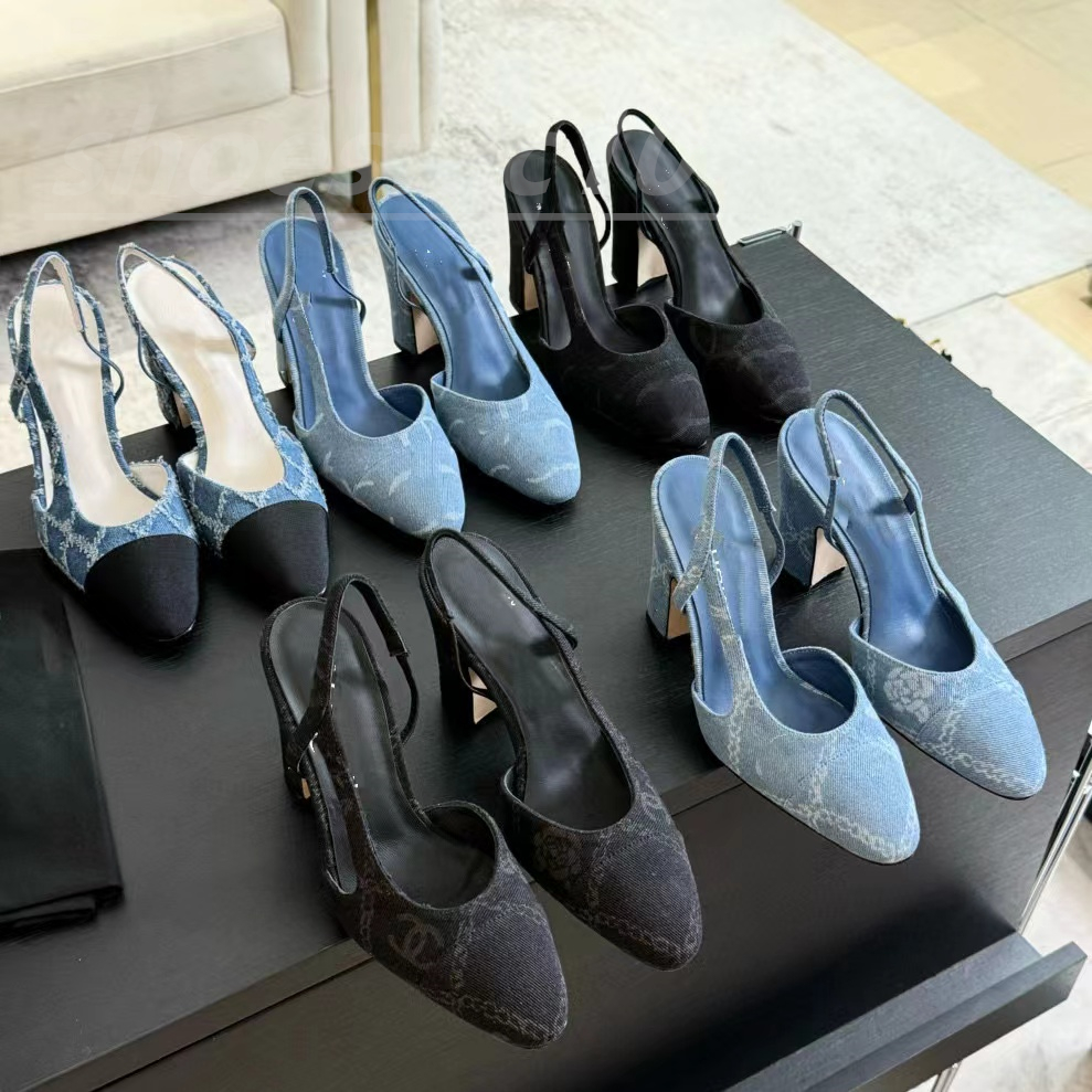 New Platform designer sandals Classic High Quality Leather sole 9cm Womens wedding dress shoes summer thick heels round head slides 100% cowhide large size sandal