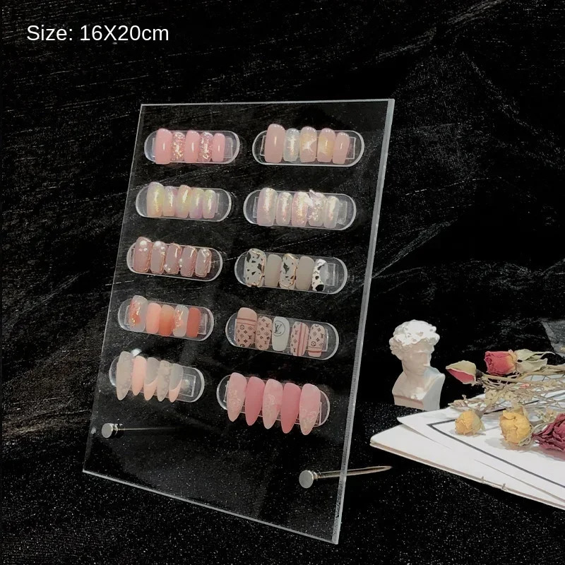Exquisite Acrylic Nail Art Display Board Transparent Nail Gel Polish Showing Shelf Display Stand Manicure Magnetic Shelf 240627
