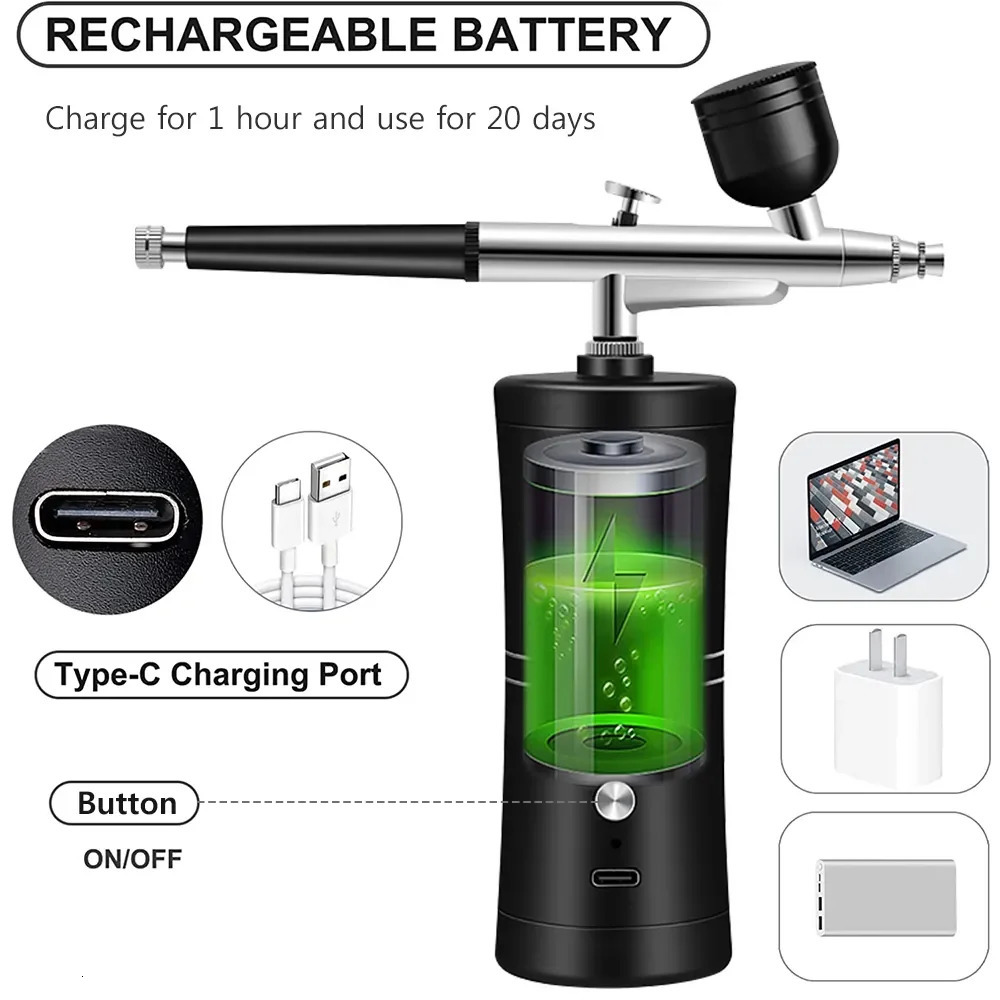 7.4v Airbrush Nail With Compressor Portable Air Brush Nails Compressor For Nail Art Paint Painting Crafts Airbrush Compressor 240627