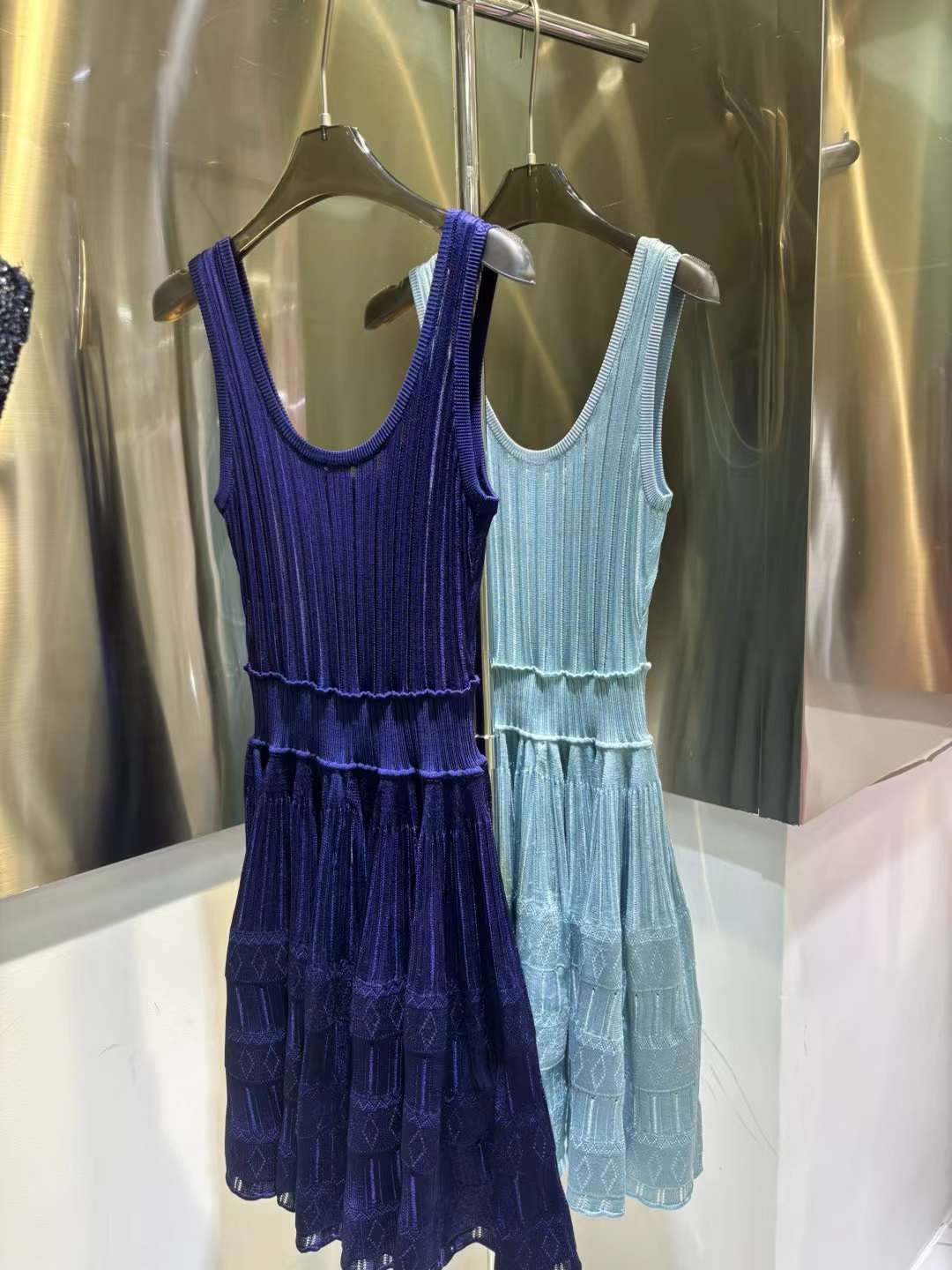 Festival mini skirt tender dress vestidos vestido 2024 slim-fit vest knit dress women hollow waist fashion sleeveless halter skirt femme chinese dress