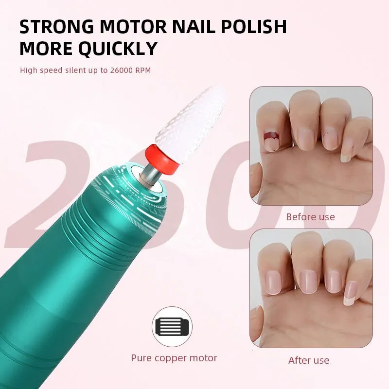 35000RPM Wireless Nail Drill Pen USB Nail File Polishing Pen Rechargeable Nail Drill Machine Portable Manicure Drill Salon Tool240627