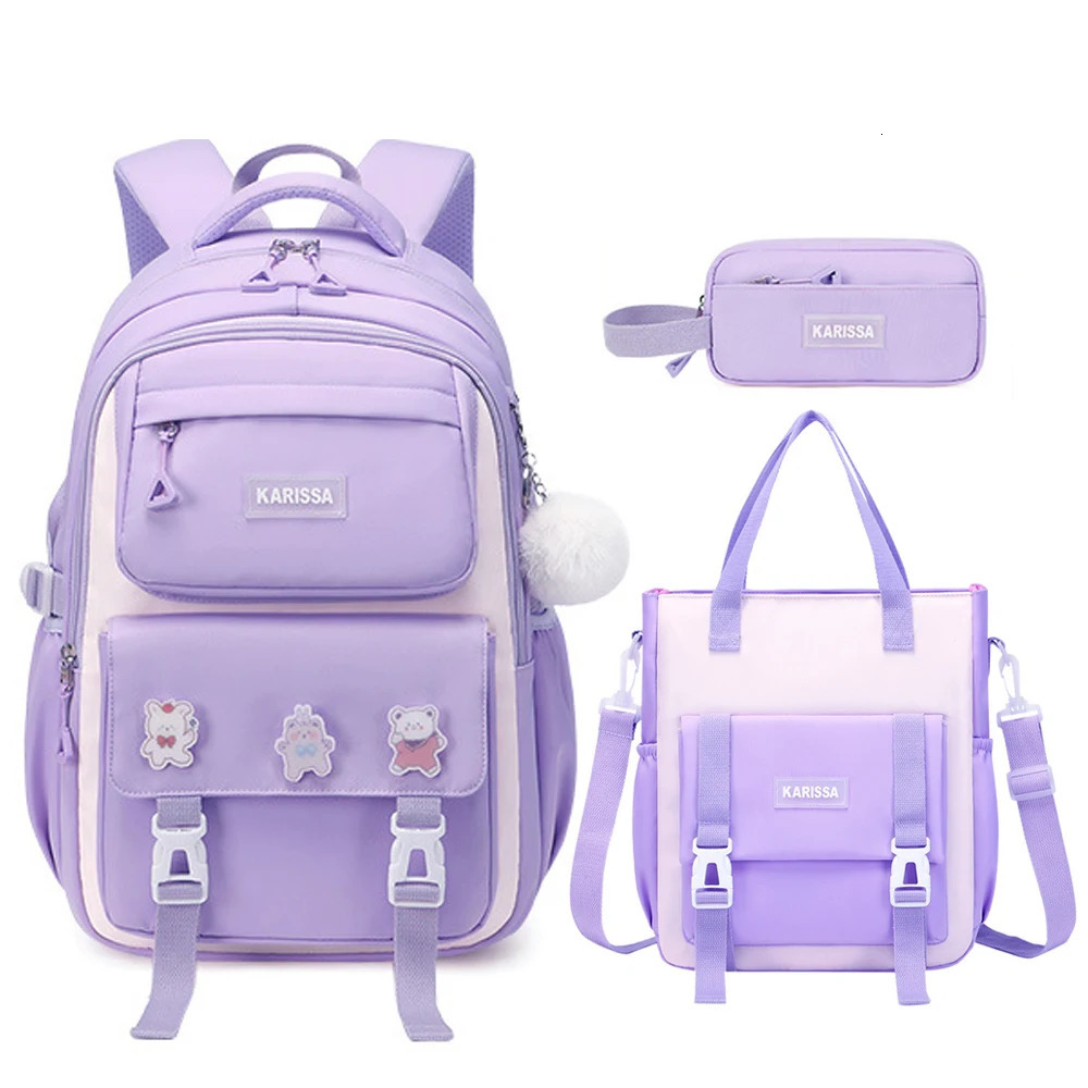 3pcs Sets Kids Backpack for Girls Gift Large Capacity School Bags Backpack for Elementary Primary School Bookbag Bag Mochilas 240621