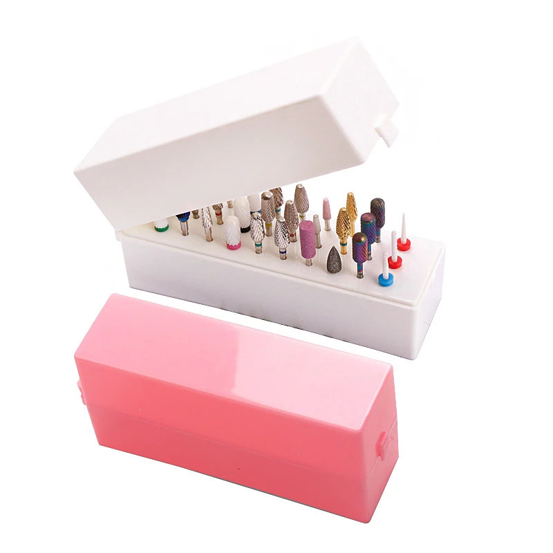 30 Holes Nail Drill Bit File Brush Plastic Storage Box Holder Container Manicure Cutters Display Rack Accessories Nail Art Tool 240627