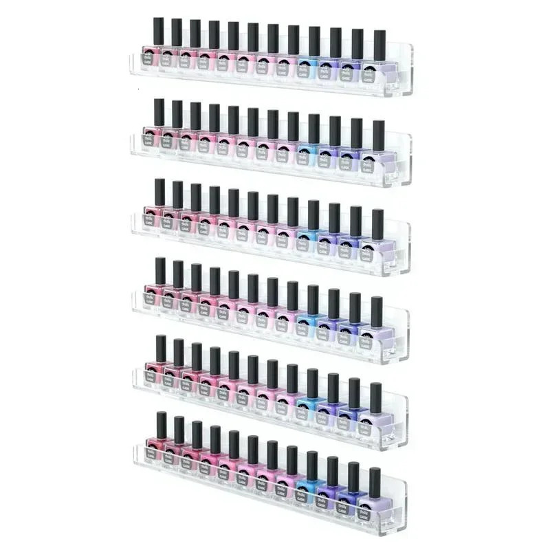 4/6Layer Nail Polish Display Rack Transparent Acrylic Storage Holder Nail Art Tools Lipstick Organizer Wall-mounted Shelf 240627