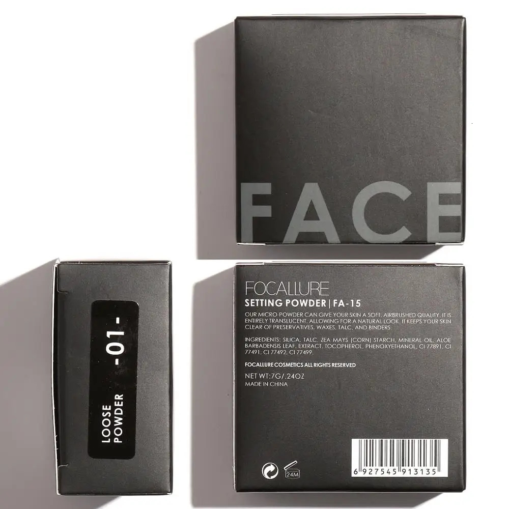 FOCALLURE Makeup Face Powder 3 Colors Makeup Waterproof Loose Cover Powder Skin Finish Oil Control 240627