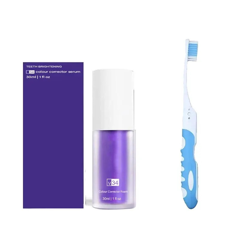 Toothpaste Purple Color Corrector Toothpaste For Teeth White Brightening Reduce Yellowing Tooth Care Toothpaste 30ml 240627