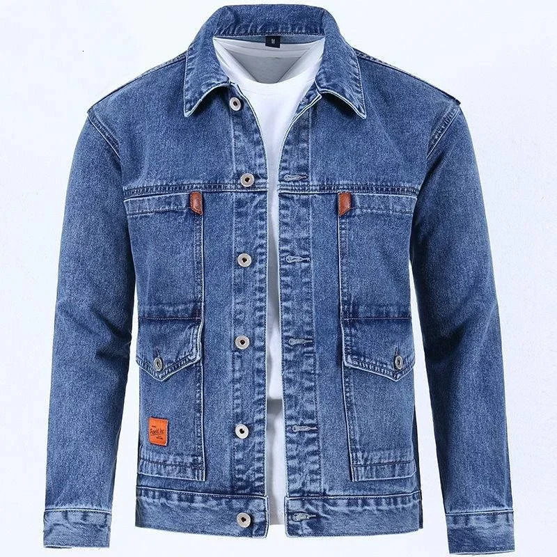 Warehouse clearance and leak detection denim jacket Mens wearresistant windproof winter middleaged overweight loose denim 240618