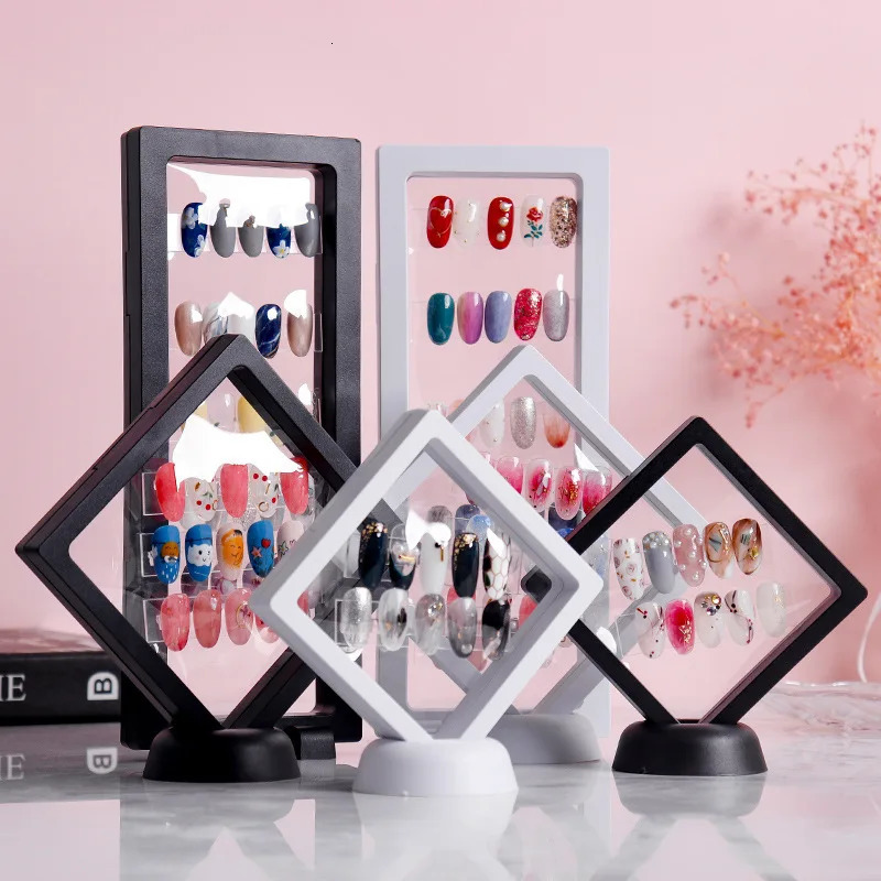 1 Pcs White/Black Nail Tips Display Stand Holder Acrylic With PET Membrane Nails Deigns Showing Board Manicure Nail Art Tools 240627